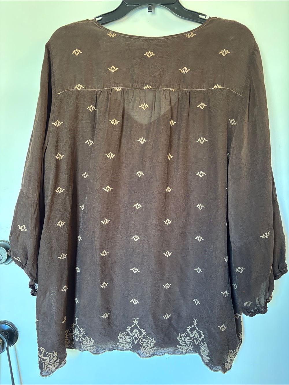 Johnny Was brown embroidered boho tunic blouse XL - Picture 7 of 7